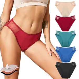 Intiflower 4-Layer Sexy Lace Plus Size Leakproof Menstrual Panties Breathable Fast Absorbent Underwear Women Menstrual Briefs