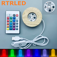 Support d'affichage en bois USB LED pour boule de cristal, lampes lithophane, sphère en verre, éclairage décoratif, base de lampe imprimée en 3D