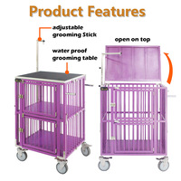 Poussette pour chien en aluminium respirante et pliable trois-en-un de petite taille Solidpet avec table de toilettage toutes saisons