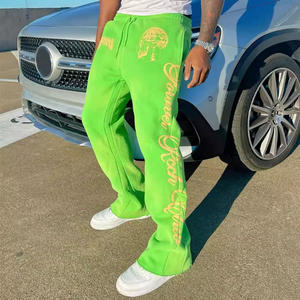 Logotipo personalizado Streetwear Flare Stacked Pant Jogging Pants Hombre Acid Wash Stacked Sweatpants - Product Image 3