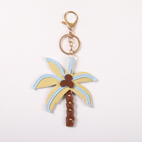 Porte-clés en PU en forme de cocotier, breloque de sac style palmier tropical, pendentif de sac à main pour les vacances d'été