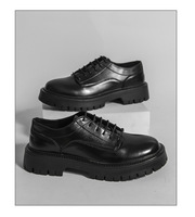 Chaussures Derby à plateforme pour hommes grande taille, nouvelle collection 2026, style britannique, noires, décontractées, en PU, à lacets, bout rond, formelles, transfrontalières