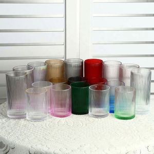 Tasse à thé écologique réutilisable, moderne et simple, tasse à smoothie pour la maison, verre à boire à rayures verticales, tasse à café 250ml/360ml - Product Image 5