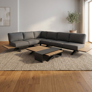 Ensemble de canapé sectionnel en forme de L moderne avec coussins en tissu, pieds en métal, dossier rembourré, accoudoirs rembourrés pour salon - Product Image 3