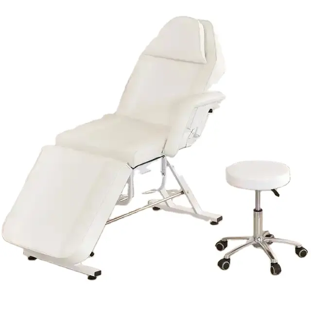Luxurious Black and White Adjustable Leg Beauty Massage Tattoo Chair Modern Design Cheap Foldable Barber Bed Chair