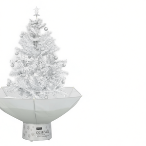Árbol de Navidad Blanco LUSTEY de 2 Pies con Base Tipo Sombrilla, Diseño Nevado, Decorativo para Interiores con Adornos - Product Image 1
