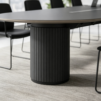 Ensemble de table et chaises de conférence en forme de bateau moderne, table de réunion de bureau noire avec prises électriques pour mobilier de salle de conférence