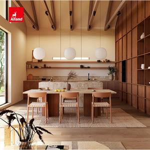 Armoires de cuisine en placage de chêne blanc Japandi sur mesure, style Wabi Sabi, porte d'armoire de cuisine en <span class=keywords><strong>bois</strong></span> avec étagère - Product Image 5