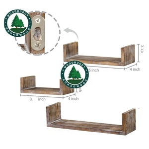 Woodbuddy Solid Wood Wall <b>Shelf</b> U Shape <b>Pine</b> Wood Living Room Plant Display Rack Customizable Size Wall Mounted Type - Product Image 5