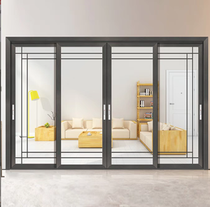 Three-Track Heavy-Duty Aluminum Sliding Door Double Tempered Glass Sound Insulation Narrow <b>Frame</b> <b>Large</b> Opening - Product Image 3