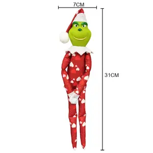 Hot sale christmas dolls toys green monster elf ornaments red and green elf dolls Christmas decorations