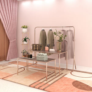 Negozio di <span class=keywords><strong>abbigliamento</strong></span> femminile espositore a doppio strato dorato centro commerciale appendiabiti atmosferico negozio di <span class=keywords><strong>abbigliamento</strong></span> femminile - Product Image 6