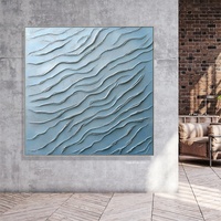 Mode toile Art minimaliste 3D Texture grès bleu vagues abstraite peinture à l'huile Morden mur Art pour chambre décor