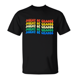 T-shirt Agent Of Change noir unisexe à col rond et manches courtes, promotionnel, sérigraphie pour adultes - Product Image 3