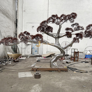 V95 Fourniture d'usine Art de jardin moderne en acier inoxydable Grand arbre de sculpture en plein air Oeuvre d'art métallique Artisanat en métal - Product Image 1