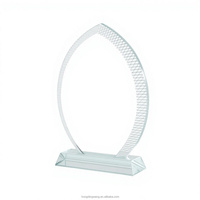 Trophées et médailles en verre cristal ovales transparents de 20 cm, gravés sur mesure avec logo, vente en gros d'usine HDW, trophées et récompenses vierges