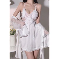 Nouveau 2 pièces deux pièces ensemble Style Sexy Lingerie Satin jarretelle soie vêtements de nuit chemise de nuit dentelle pyjamas pour les femmes ensemble