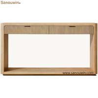 Console moderne en chêne avec rangement cannelé et tiroirs pour entrée, couloir, salon, hôtel, maison