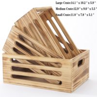 Boîte en bois imbriquée polie de 3 pièces Panier de rangement mural Décoration Riser