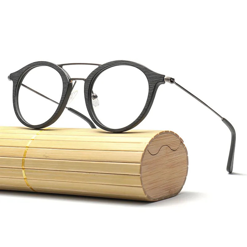 Gafas de lectura óptica de grano de madera para mujer, montura de gafas graduadas de acetato, montura italiana con lente transparente