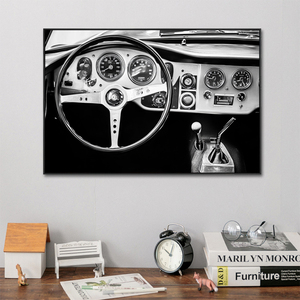 Affiches anciennes impression sur <span class=keywords><strong>toile</strong></span> noir et blanc Vintage Wall Art classique vieilles peintures de voitures pour la décoration intérieure - Product Image 3