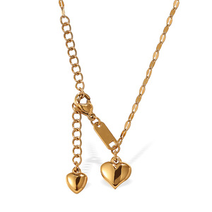 Collar de cadena de clavícula asimétrico en forma de corazón, colgante de acero inoxidable dorado para mujer, joyería romántica de moda - Product Image 5