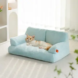 MewooFun-sofá de felpa para mascotas, Cama grande y cálida de lujo, color azul, a buen precio