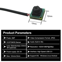 Module de caméra Micro USB UVC 12x12mm 1080P avec microphone, Plug&Play, caméra industrielle intégrée, compatible Windows, Android, Linux