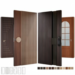 Porte pivotante d'entrée moderne en bois massif de luxe avec sécurité antivol pour villa/hôtel - Product Image 2