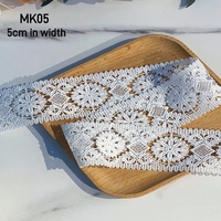 Pabrik langsung elegan bordir putih susu kimia renda Trim 5cm tepi ganda pita untuk dekorasi pakaian di toko MK02