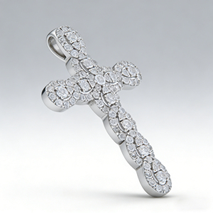 CUSTOM SILVER 10K/14K/18K GOLD PLATED LAB GROWN CVD DIAMOND CLASSIC ENGAGEMENT GIFT SWEATER <b>CHAIN</b> NECKLACE <b>CROSS</b> PENDANT - Product Image 2