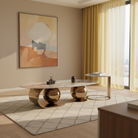 Table basse extensible moderne de luxe en acier inoxydable ronde pour salon, meubles de maison