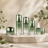 Bocaux et bouteilles cylindriques en verre avec couvercles en plastique à dôme, 50g, 30ml, 50ml, 100ml, 120ml, pour crème de jour et de nuit, et flacon pour nettoyant visage