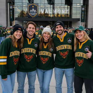 Pull en tricot personnalisé style universitaire pour le hockey, pull de supporter de l'équipe de hockey, style Letterman, pour les fans de sport - Product Image 1