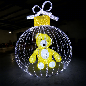 Boule de Noël LED 3D en métal avec motif sphérique, rouge, étanche pour extérieur, idéale pour la décoration de parcs, de rues et de paysages - Product Image 1