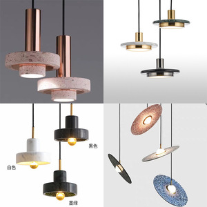 Luminaire suspendu en marbre terrazzo minimaliste nordique, design créatif pour chevet, comptoir de bar, salle à manger, lustre - Product Image 5