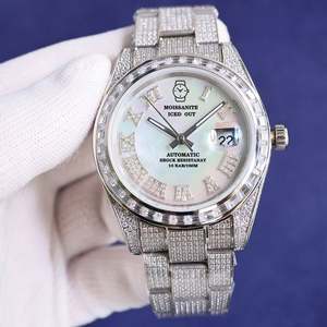 Montre de luxe en acier inoxydable 316L avec diamants moissanite et verre saphir, calendrier intégré, pour homme - Vente en gros - Product Image 4