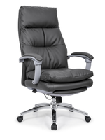 Chaise de bureau exécutive moderne à dossier haut avec hauteur réglable, revêtement en cuir PU, base pivotante chromée, rembourrage double couche pour bureau à domicile