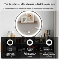Table de maquillage moderne et minimaliste de style INS pour petite chambre étroite coiffeuse simple d'appartement avec miroir éclairé LED