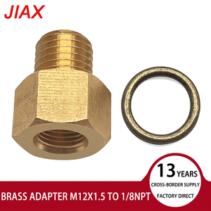Raccord de tuyauterie en laiton M12-1.5 mâle vers 1/8NPT femelle, adaptateur de conversion de filetage métrique-pouce avec joint d'étanchéité en cuivre - Product Image 1