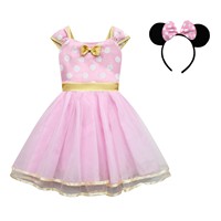 Robe de Noël 2026 à pois en gaze pour spectacle, jupe de fête pour enfant