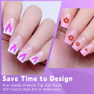 120 faux ongles en amande, cercueil ou carrés, en ABS transparent et blanc, à couverture complète, style French, à presser, pour manucure en salon - Product Image 2