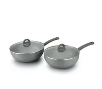 Utensilios de cocina antiadherentes de aluminio prensado, wok, uso de cocina china, certificación LFGB, nuevo diseño