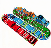 Parcours d'obstacles gonflable bleu et jaune Hualong, qualité commerciale, pour enfants, pour parcs urbains