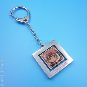 Gintama <b>Anime</b> Metal <b>Keychain</b> Rotating Square Pendant Bright Nickel Custom Size Business Gift - Product Image 3