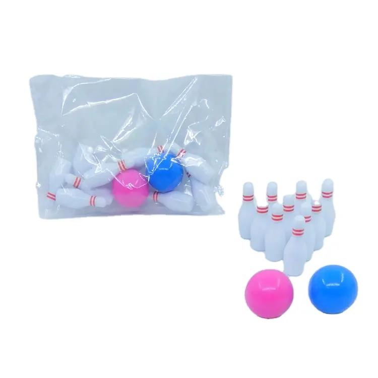 Mainan tradisional anak-anak Bola Bowling Mini, manik-manik kaca Solid meja bola Bowling