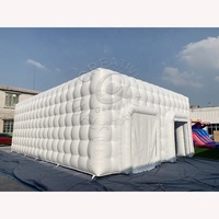 Portable grande tente de fête maison carré lumière LED Disco Bar blanc PVC gonflable Cube tente gonflable discothèque chapiteau