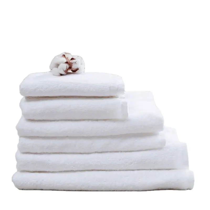 Conjuntos de toalhas de banho 100% algodão de alta qualidade personalizadas para hotel spa toalha de mão de rosto de algodão branco