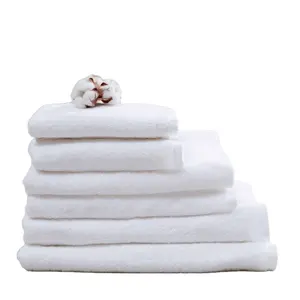 Toptan yüksek kalite % 100% pamuk banyo havlu setleri özelleştirilmiş otel spa beyaz pamuk yüz el havlusu