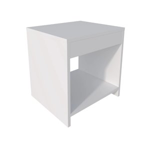White Nightstand With <b>Open</b> <b>Storage</b> Shelf For Bedroom Side Table - Product Image 3